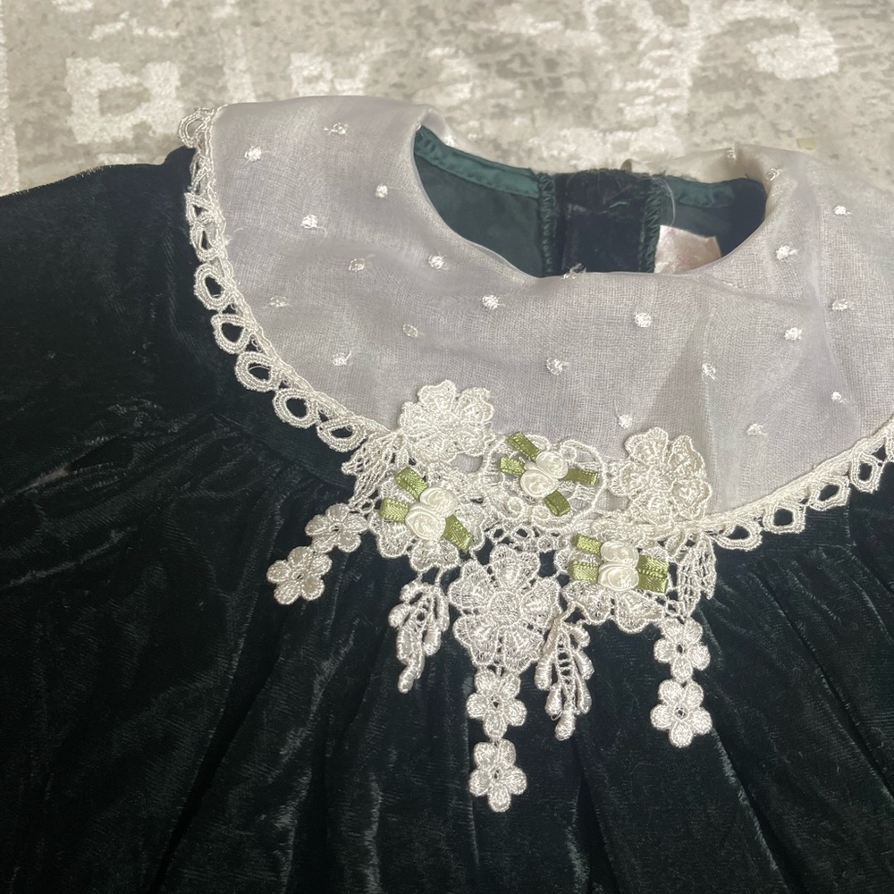 Vintage‎ Bonnie Baby hunter green baby Christmas dress 6-9 months - Picture 6 of 8